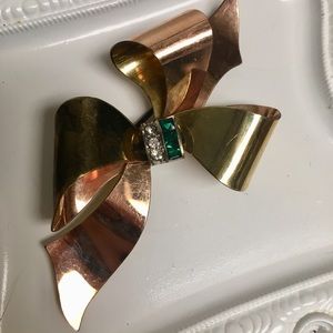 1940s Taylord Signed Ribbon Bow Brooch